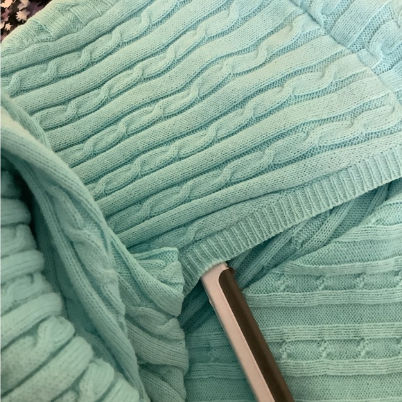 Chaps sweater ribbed blue turquoise color size L in good shape nice feel - Picture 8 of 8